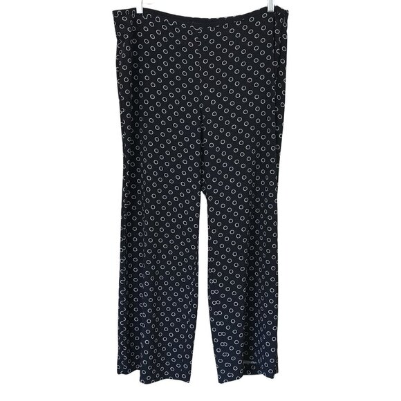 Talbots Size 16 indigo Lifesaver Print Wide-Leg Pants Blue White Nautical - Picture 1 of 8